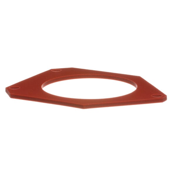 A red plastic gasket with a hexagon shape.