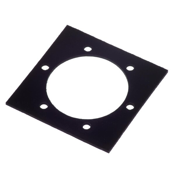A black square gasket with holes.