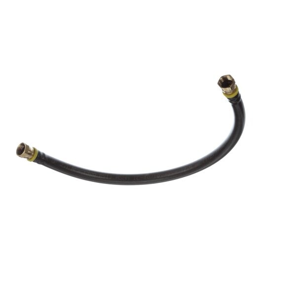 A black hose with a gold end.