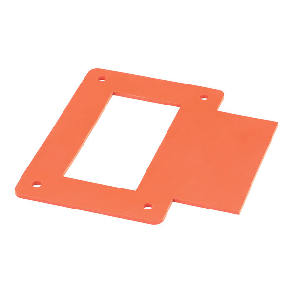 An orange rectangular plastic gasket.