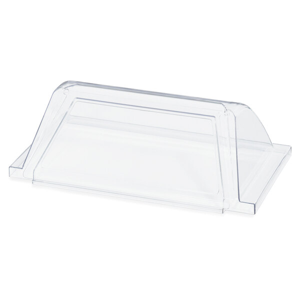 A Vollrath single door sneeze guard with a clear lid.