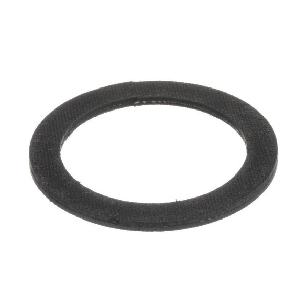 A black rubber washer ring with a hole in it.