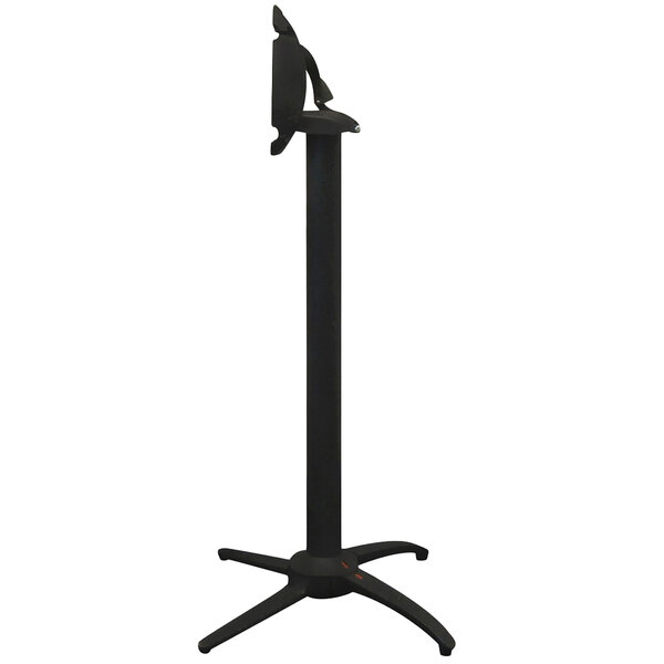 A black rectangular Grosfillex Quattro bar height table base.