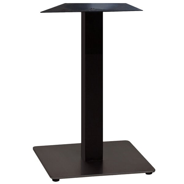 A Grosfillex black metal square dining height table base.