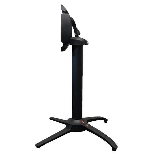 A black Grosfillex Quattro table base stand.