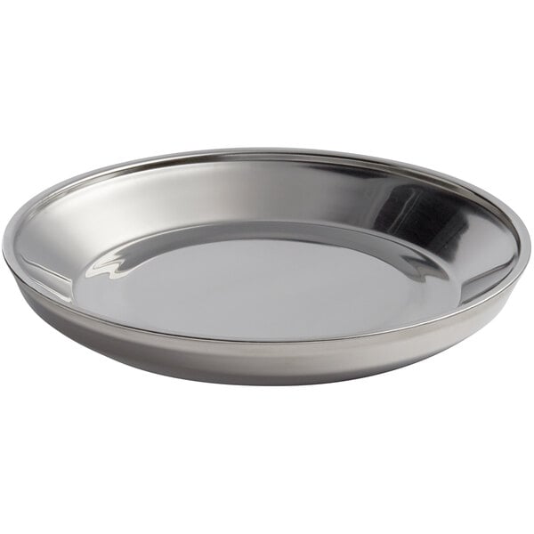 A Dinex wax base for a stainless steel pellet underliner with a round rim.