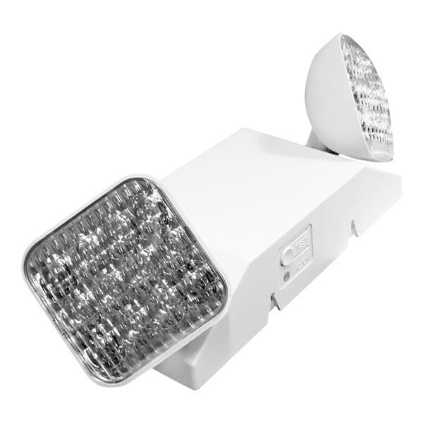 Dual Head White LED Emergency Light with Battery Backup 120V
