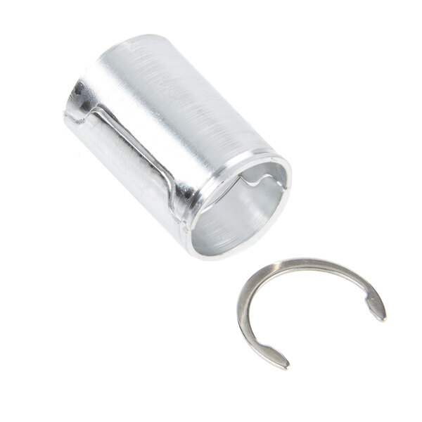 A silver Metro split sleeve with a small metal ring.
