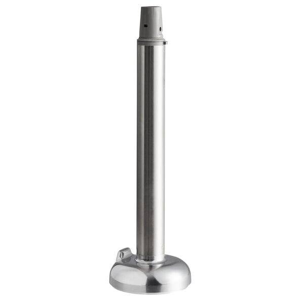 A silver cylindrical foot assembly with holes on a round base.