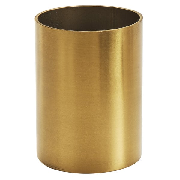 An American Metalcraft gold satin stainless steel cylinder with a white background.