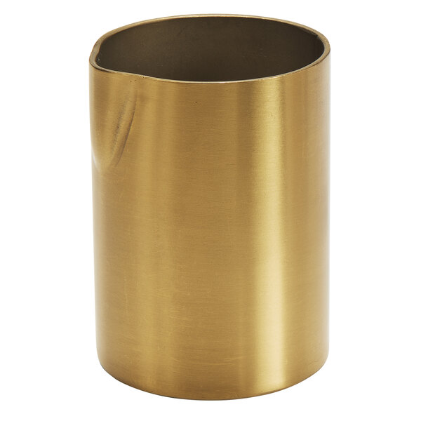 An American Metalcraft gold stainless steel creamer with a handle.