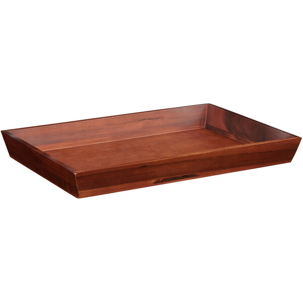 A GET Enterprises walnut rectangular wood tray with handles.