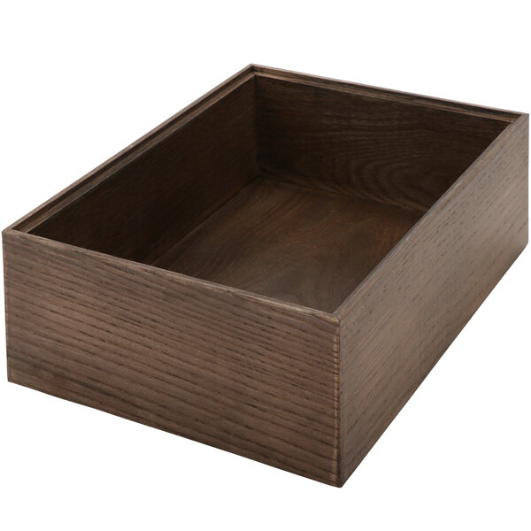 A gray wooden square riser with a lid on top.