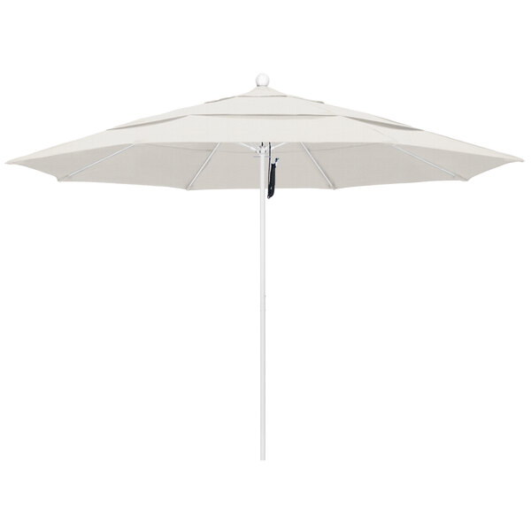 A white umbrella with a white pole.