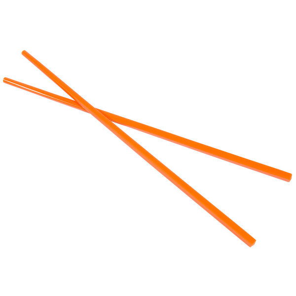 A 10 pack of Town tangerine melamine chopsticks. Two orange sticks.