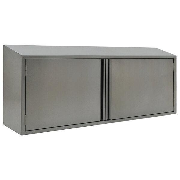 An Eagle Group stainless steel wall cabinet with two doors.
