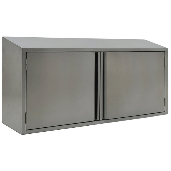 An Eagle Group stainless steel wall cabinet with two hinged doors.