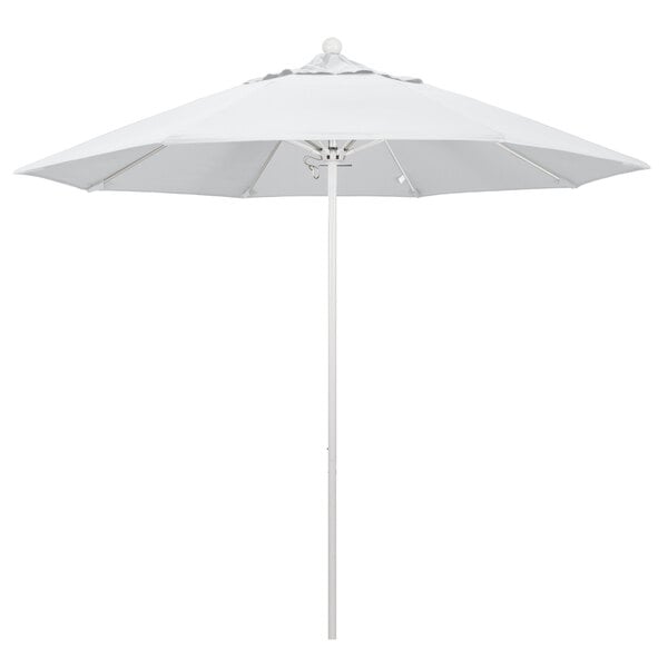 A white California Umbrella with a matte white pole.
