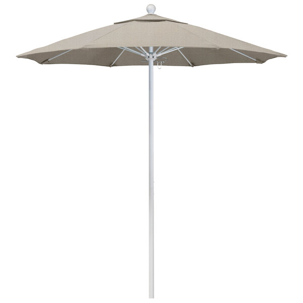 A California Umbrella ALTO Olefin round umbrella in woven granite on a white background.