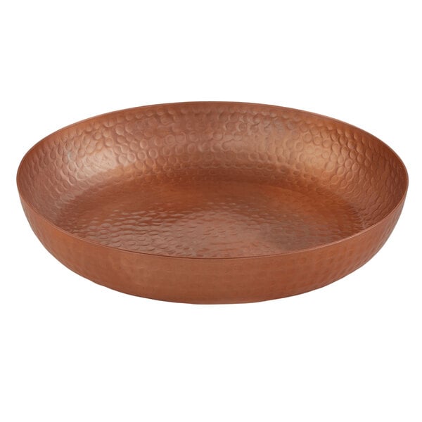 An American Metalcraft round copper aluminum seafood tray with a textured surface.