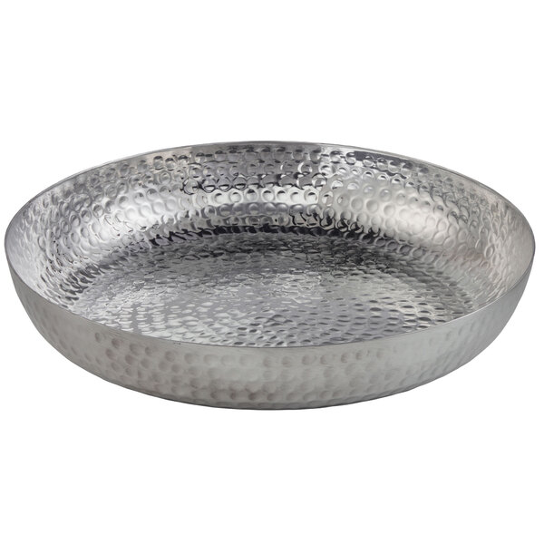 An American Metalcraft silver aluminum tray with a hammered finish.