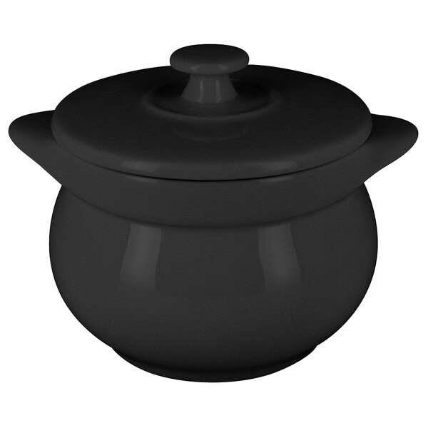 A RAK Porcelain Volcano Black porcelain tureen with lid.