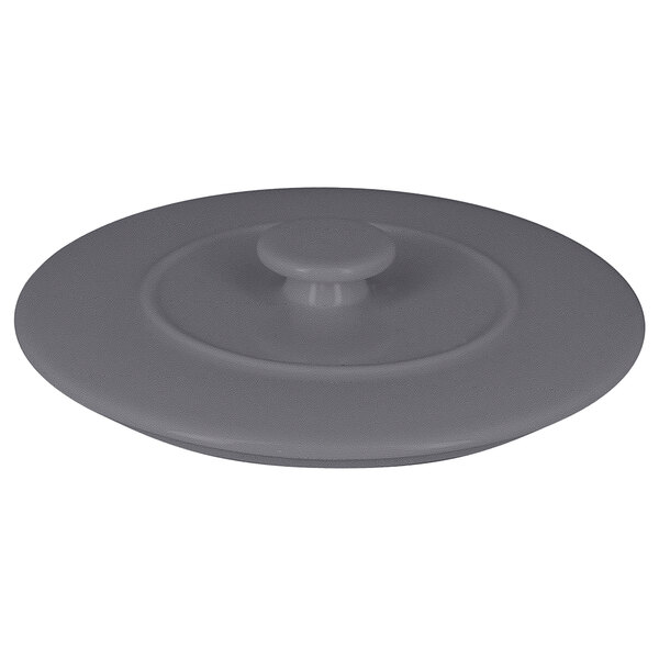 A grey RAK Porcelain Chef's Fusion tureen lid with a round handle and a circular hole.