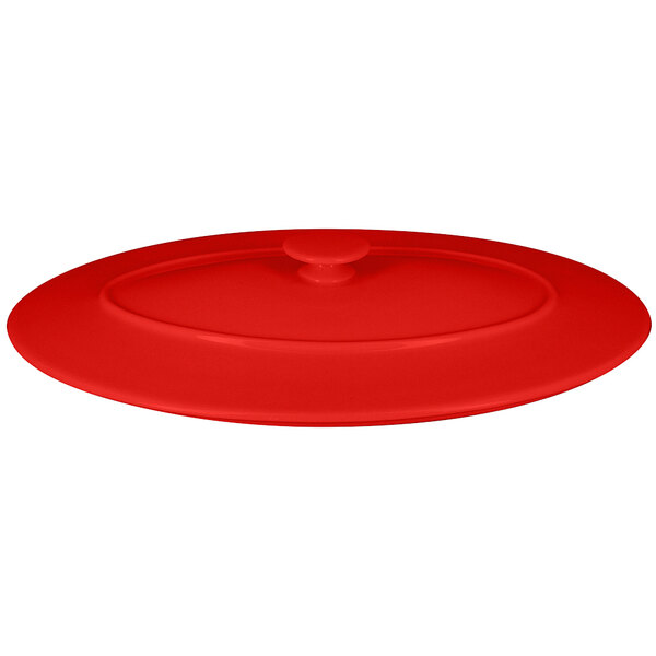 A RAK Porcelain Ember Red oval lid.