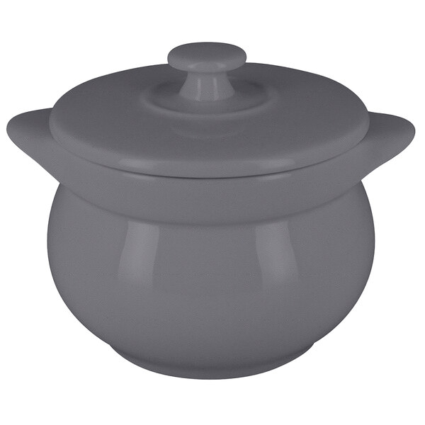 A RAK Porcelain stone gray tureen with a lid.