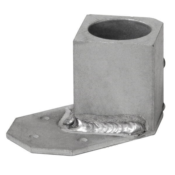 A metal Eagle Group floor post bracket with a hole in it.