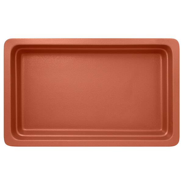 A rectangular brown RAK Porcelain Terra Brown Gastronorm Pan with a white background.