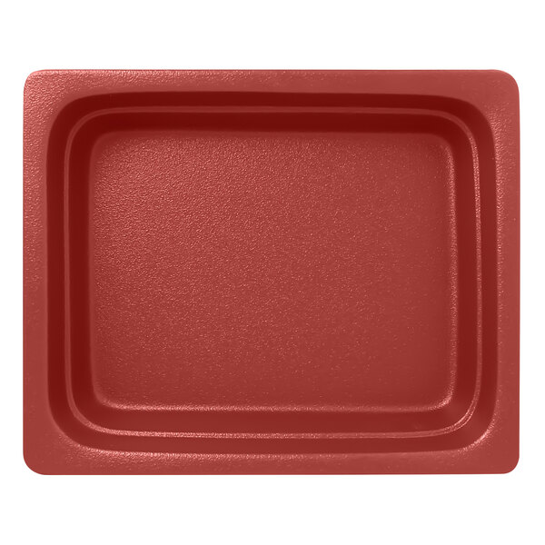 A RAK Porcelain Magma Dark Red porcelain gastronorm pan.