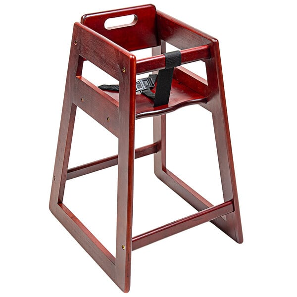 A CSL Youngstar wooden high chair with a seat strap.