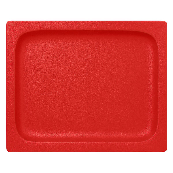 A red rectangular RAK Porcelain Neo Fusion gastronorm pan with a white background.