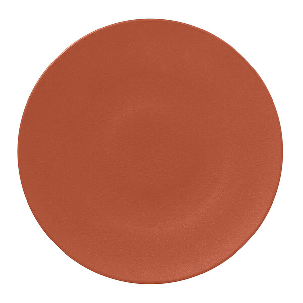 A RAK Porcelain flat plate with a brown rim.