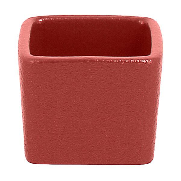 A stackable red square RAK Porcelain ramekin.