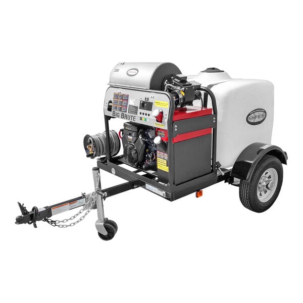 A Simpson trailer pressure washer with hose attached.
