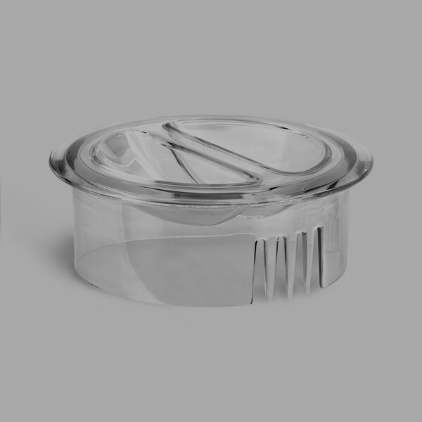 A clear plastic container with a Libbey Tritan plastic lid on it.