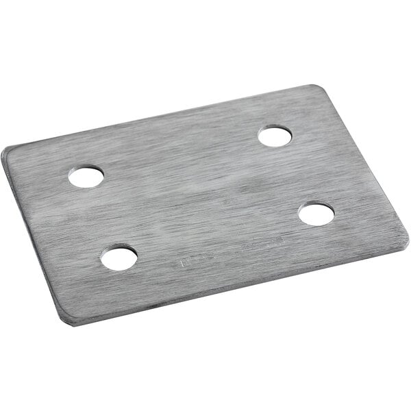A metal Cambro caster impact plate with holes.