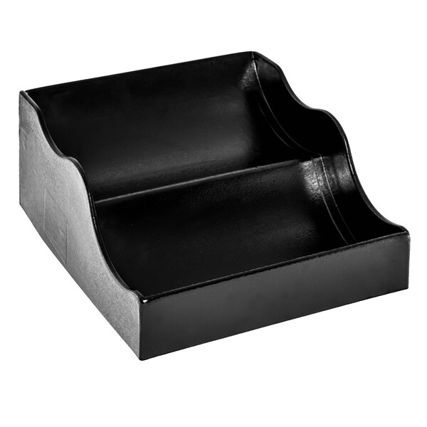 A black plastic tray with two curved steps on the edge.