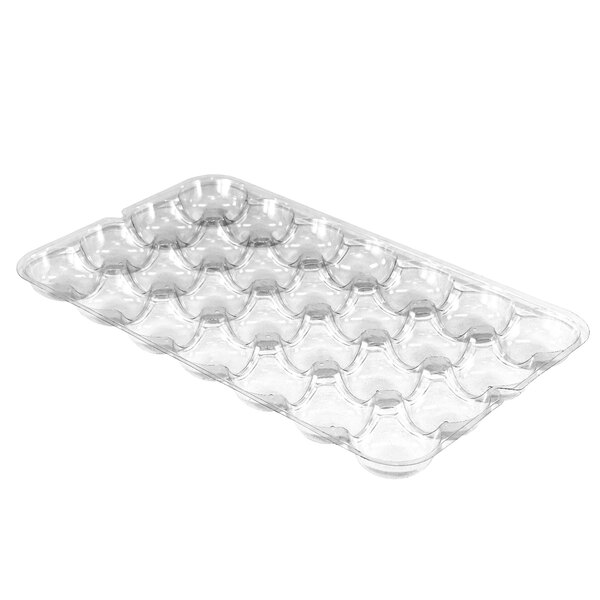 A Marco Company clear plastic tray with 28 sections for lemons and limes.
