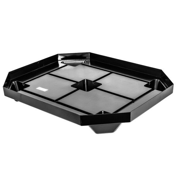A black rectangular Marco Company Octagonal Bin Pallet Base with a square hole.