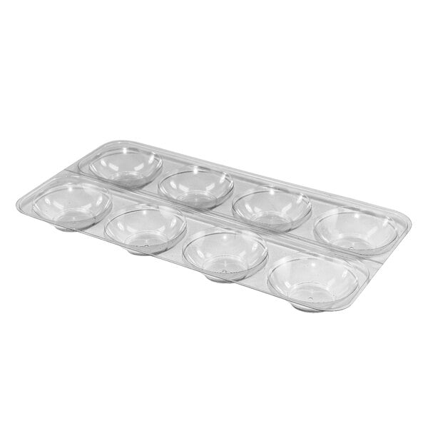A clear plastic tray with eight sections.