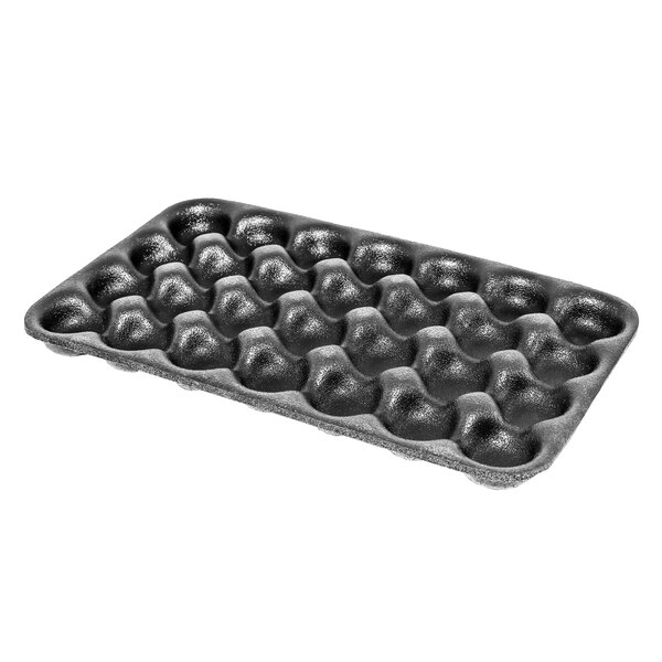 A black foam tray with 28 sections.