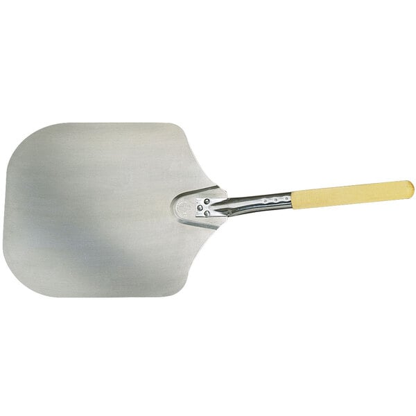 An American Metalcraft aluminum pizza peel with a wooden handle.