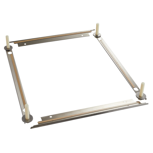 A metal frame with two metal bars.