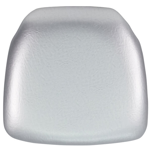 A silver hard vinyl cushion on a white background.