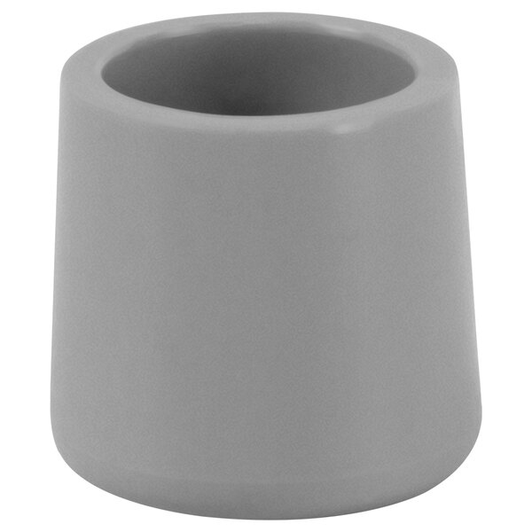 A grey cylindrical foot cap for chairs.