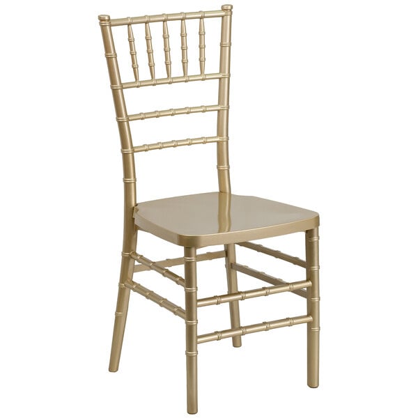 A Flash Furniture gold resin chiavari chair.