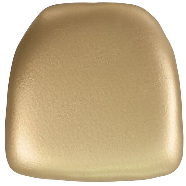A gold hard vinyl Chiavari chair cushion.